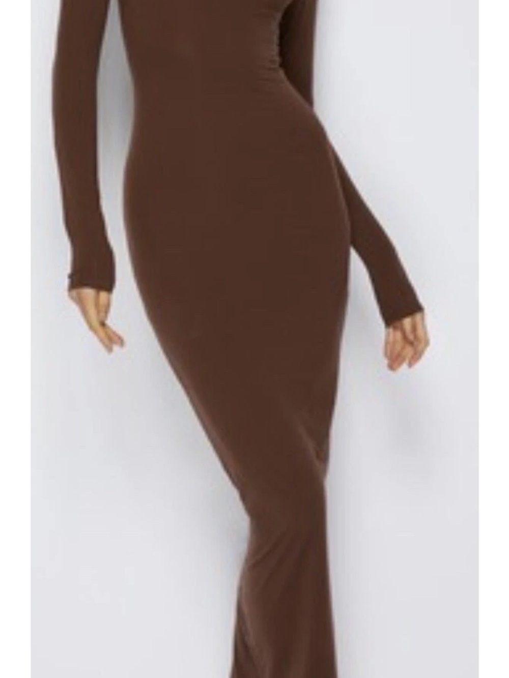 SKIMS fits everybody crew neck Long Sleeve Maxi Dress in umber S - Picture 7 of 10